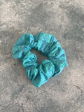 Aqua Printed Floral - Scrunchie