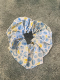 Blue Dot Flower - Scrunchie